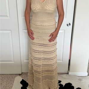 Moda International Cream Sheath Maxi Dress V-Neck Wedding Guest